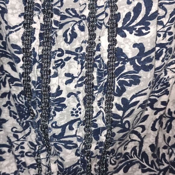 Lucky Brand navy and gray boho peasant  top Sz S - Picture 4 of 7